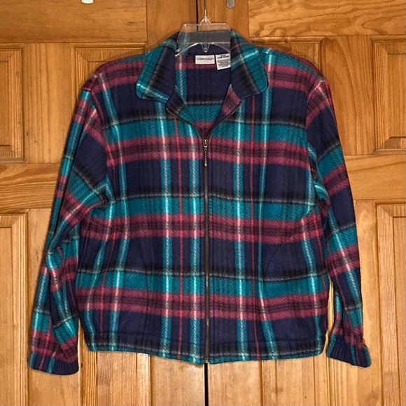 NWOT Vintage Cabin Creek Plaid Fleece Jacket Coat Size LP - Picture 1 of 12